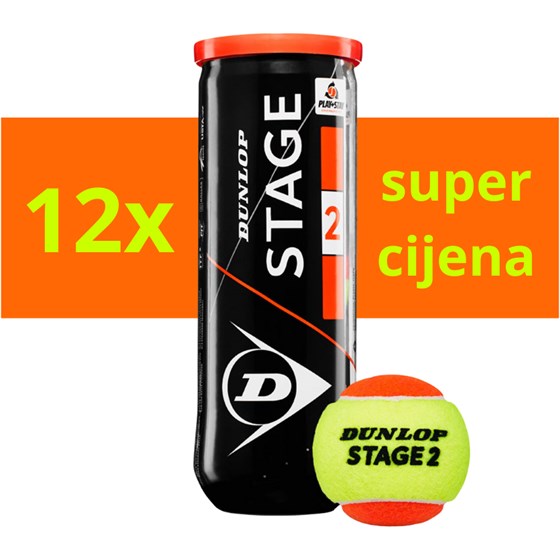 Loptice Za Tenis Dunlop Stage 2 Orange x12