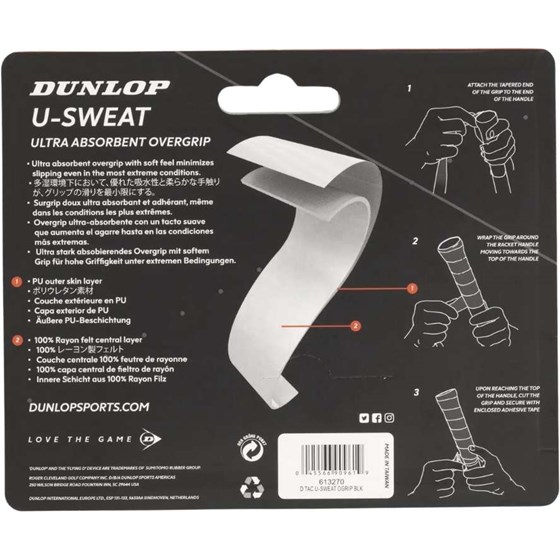Grip Za Reket Dunlop U-Sweat 3x Crna