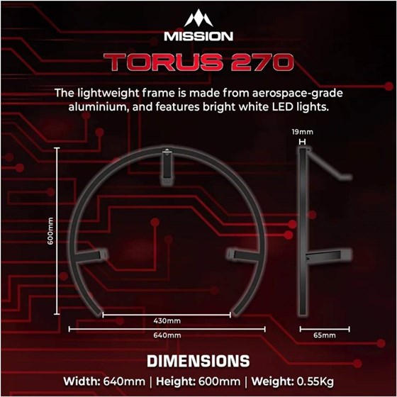 Rasvjeta Za Pikado Metu Torus 270 Crvena