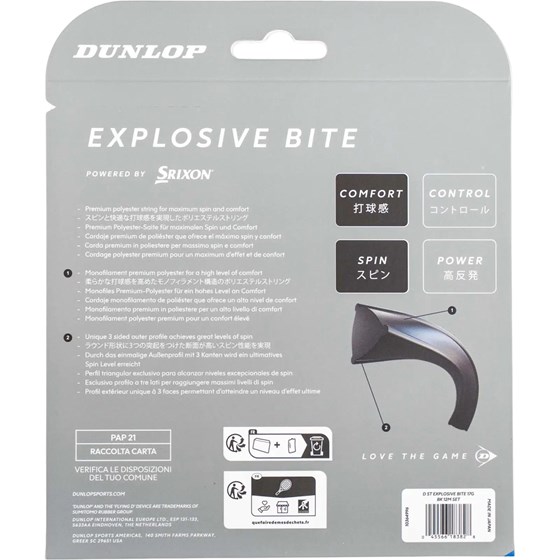 Žica Za Tenis Dunlop Explosive Bite 1.27mm 12m Crna