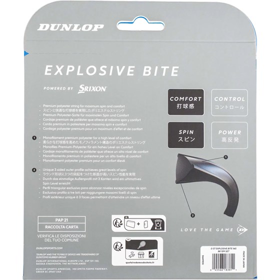 Žica Za Tenis Dunlop Explosive Bite 1.32mm 12m Crna