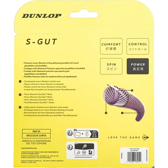 Žica Za Tenis Dunlop S-Gut 1.32mm 12m Bijela